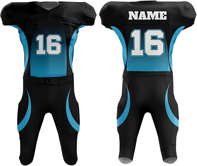 CUSTOM AMERICAN FOOTBALL BLACK & BLUE UNIFORM