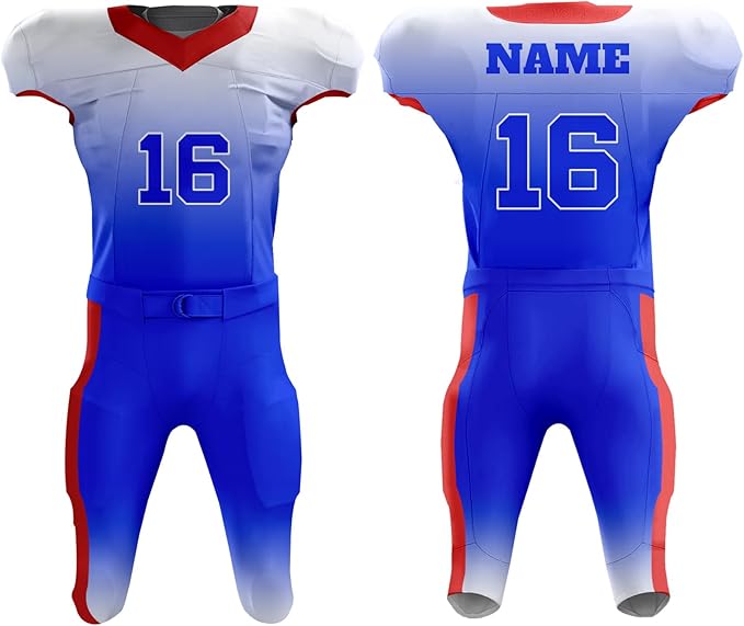CUSTOM AMERICAN FOOTBALL WHITE & BLUE UNIFORM