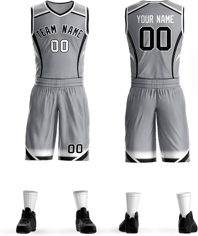 Custom Gray And BLack Basketball Uniform - Personalized Team Gear