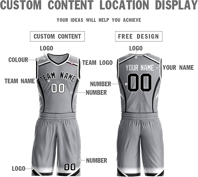 Custom Gray And BLack Basketball Uniform - Personalized Team Gear