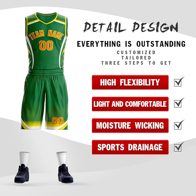 Custom Orange Green And Yelow Basketball Uniform - Personalized Team Gear