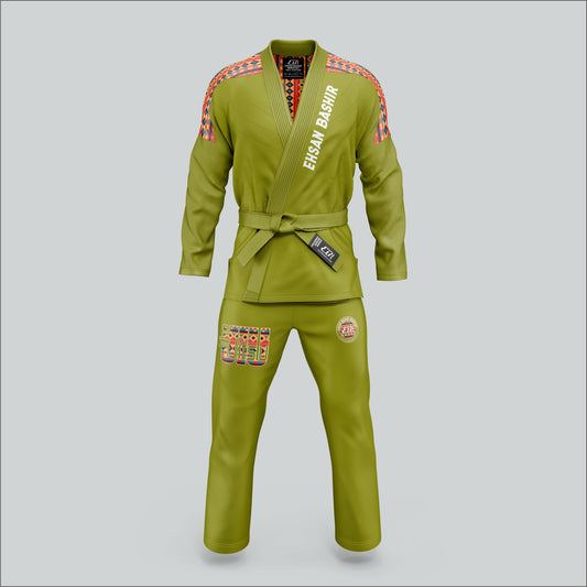 Olive Green Sublimated Panel & Embroidered BJJ Gi