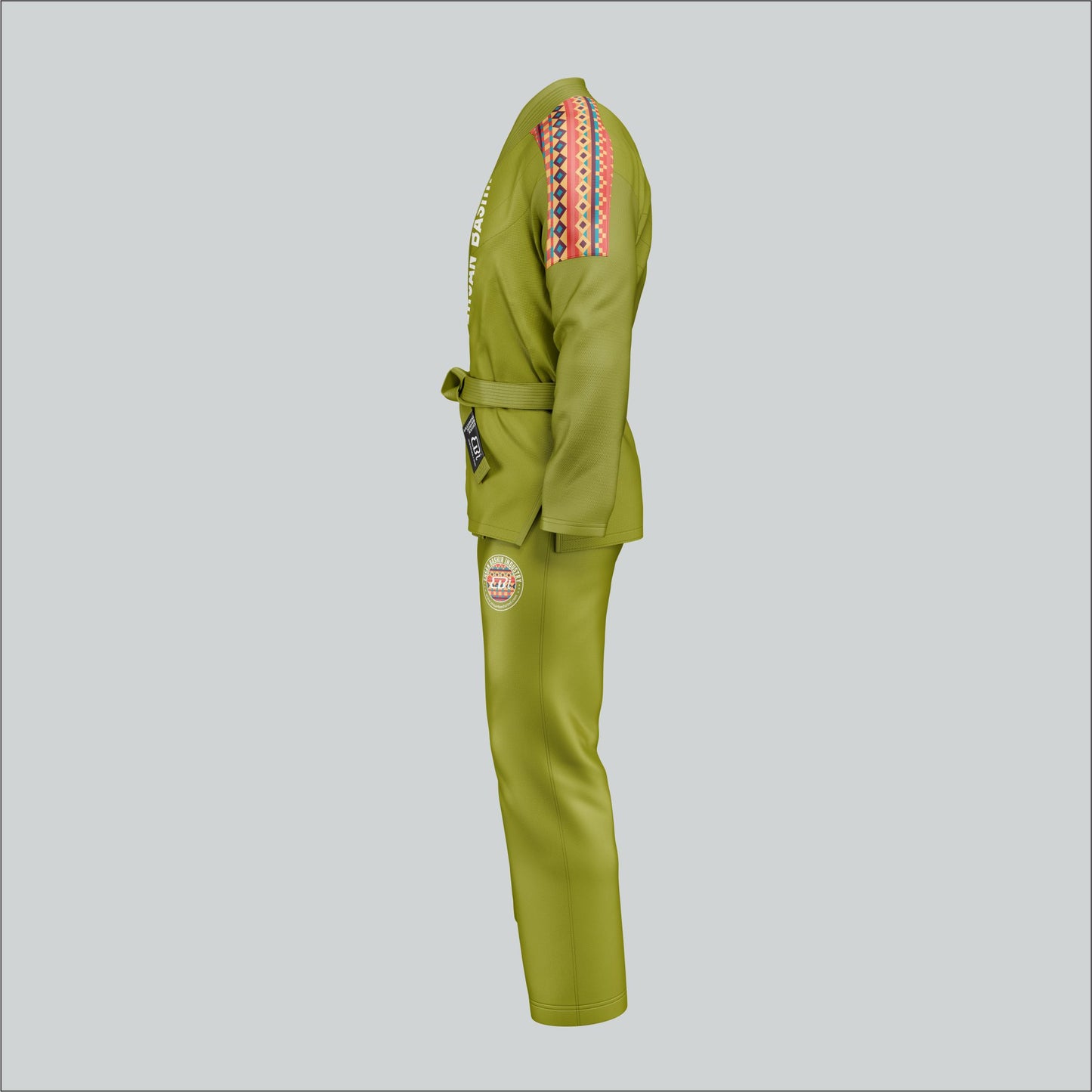 Olive Green Sublimated Panel & Embroidered BJJ Gi