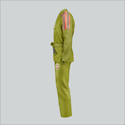 Olive Green Sublimated Panel & Embroidered BJJ Gi