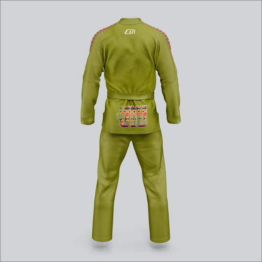 Olive Green Sublimated Panel & Embroidered BJJ Gi