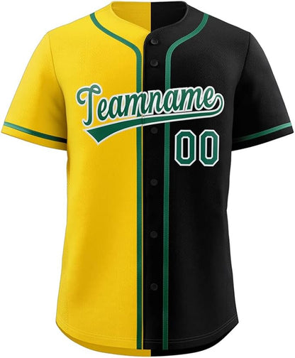 Custom Baseball Full button Top Jersey Yellow/Black