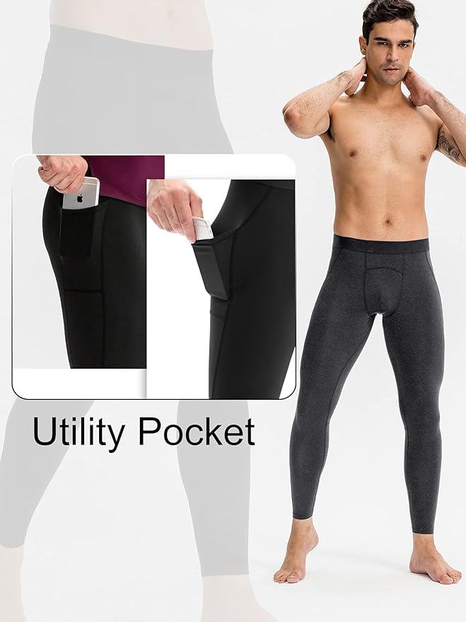 Men Compression Pants Leggings Dry Cool Sports (Grey)