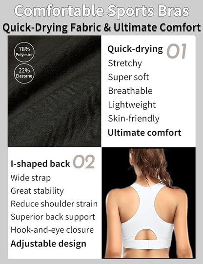 Sports Bras for Women High Support (White)