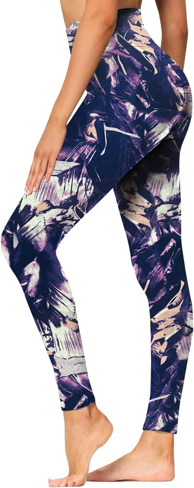High Waisted Leggings for Women Purple Blue Printed