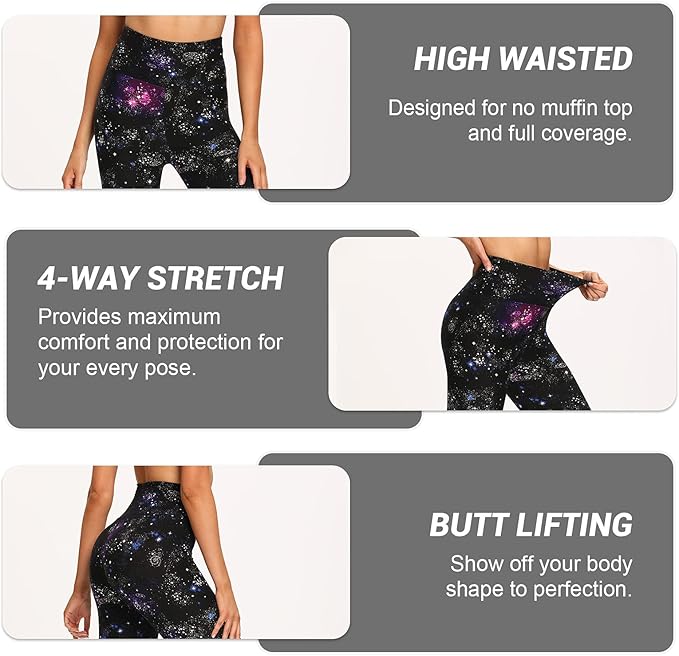 High Waisted Leggings for Women Galaxy