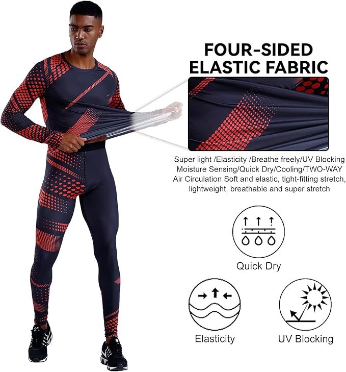EBI Men's Compression Workout Set (RED/BLACK)