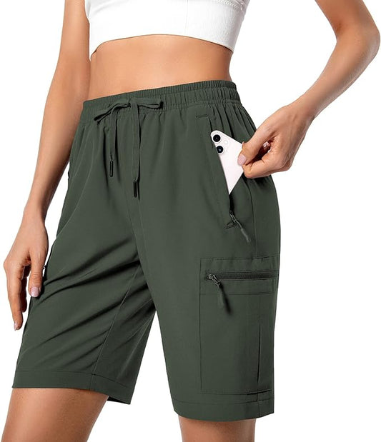 Women's Lightweight Hiking Cargo Shorts (Army Green)