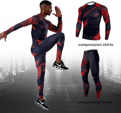 EBI Men's Compression Workout Set (RED/BLACK)