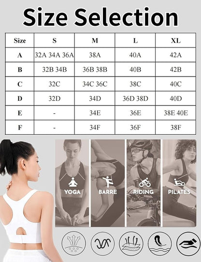 Sports Bras for Women High Support (White)