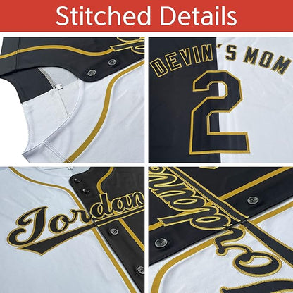 Custom Baseball Full button Top Jersey White/Black