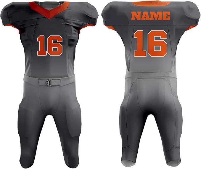 CUSTOM AMERICAN FOOTBALL ORANGE & GRAY UNIFORM